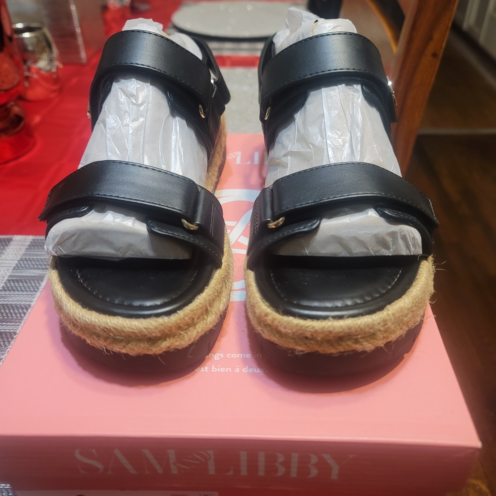 Sam & Libby Black Espadrille Sandals